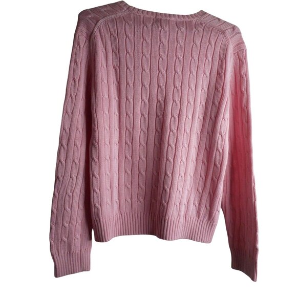 Vintage Brooks Brothers 346 Pink crew neck Sweater 100% cotton Size L cable knit - Picture 5 of 5
